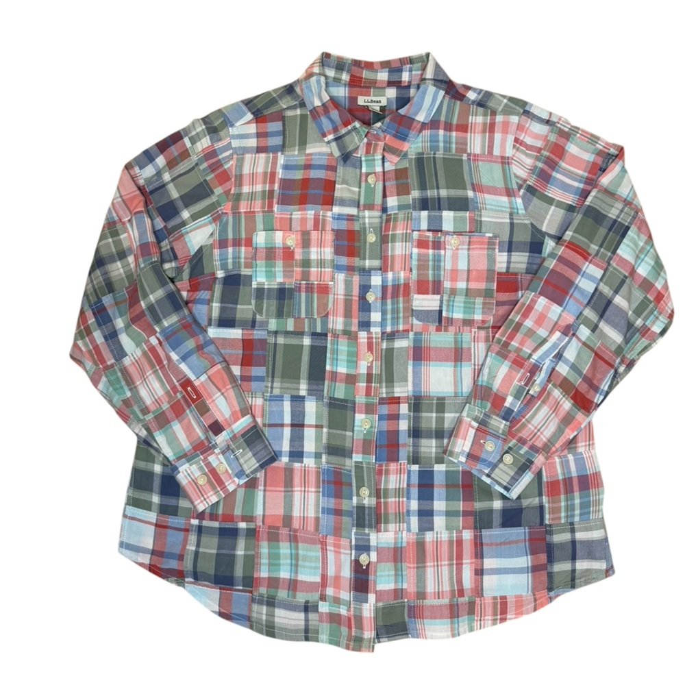 L.L Bean Madras Plaid Patchwork Button Adjustable… - image 3